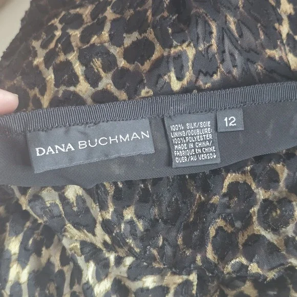 Dana Buchman 100% silk Vintage animal leopard print Midi Skirt Womens Size 12 - Picture 3 of 5